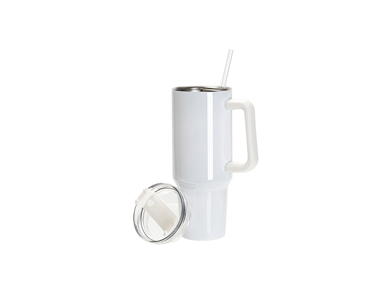 HPN SubliCraft 14 oz. White Sublimation Stainless Steel Travel Mug - 2