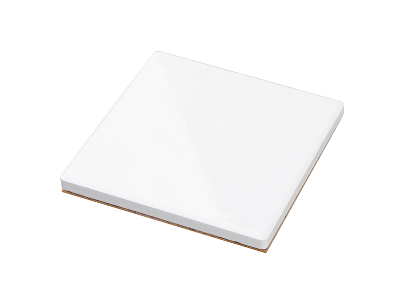 Square Coasters hardboard with Cork Back Gloss White Sublimation Blank
