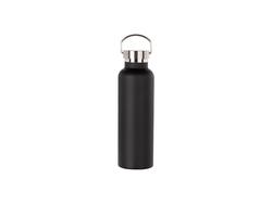 Garrafa Inox 750ml/25oz Coberto em Pó com Tampa de Bambu Fácil de levar   (Preto)