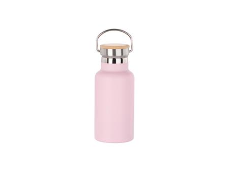 350ml/12oz Portable Bamboo Lid Powder Coated Stainless Steel Bottle (Pink)