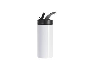 Sublimation 16OZ/480ml Stainless Steel Skinny Tumbler with Black Portable Straw Lid(White)