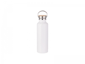 Sublimation 750ml/25oz Portable Bamboo Lid Stainless Steel Bottle (White)