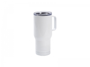 22oz/650ml Sublimation Blanks Stainless Steel Tumbler w/ Handle Ringneck Grip (White)