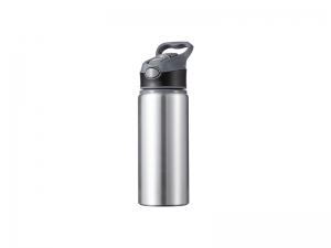 22oz/650ml Sublimation Blanks Alu Water Bottle with Color Cap (Silver)