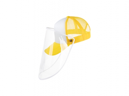 Sublimation Adult Mesh Cap w/ Removable Face Shield (Yellow)