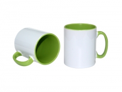 Mug 300 ml avec intérieur et anse vert clair Sublimation Transfert Thermique