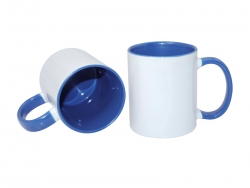 Mug 330 ml avec anse interieur bleu azur Sublimation Transfert Thermique