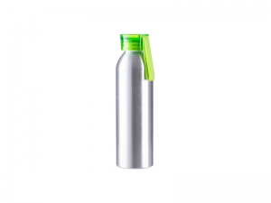 Sublimation Blanks 22oz/650ml Portable Sports Slim Aluminum bottle With Light Green Cap(Silver)