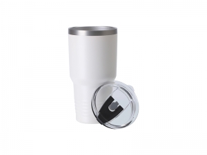 Sublimation Blanks 30oz/900ml Powder Coated Stainless Steel Tumbler w/ Ringneck Grip (White)