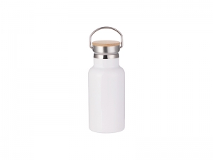 Sublimation 350ml/12oz Portable Bamboo Lid Stainless Steel Bottle (White)