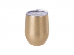 Sublimation 12oz/360ml Stainless Steel Stemless Glitter Cup w/ Lid (Rose Gold)