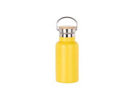 350ml/12oz Portable Bamboo Lid Powder Coated Stainless Steel Bottle (Yellow)