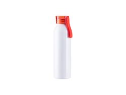 Garrafa Sport Slim Alumínio Branca 22oz/650ml com Tampa vermelha