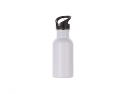 Botella de Agua 17oz/500ml Blanca Aluminio con tapa portátil negra
