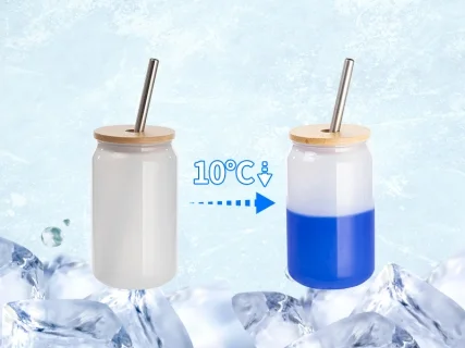 Sublimation Blanks 13oz/400ml Cold Color Change Glass Can with Bamboo Lid