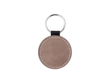 Sublimation PU Leather Key Chain (Gray, Round)