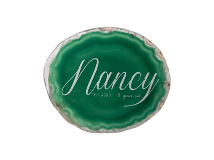 Engraving Agate Coaster (Dark Green)