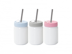 Sublimation Blanks 16oz/480ml Straight Stainless Steel No Handle Mason Jar w/ Silicon Lid