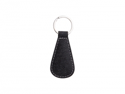 Llavero Cuero PU para grabado a láser (Gota de agua, Negro)