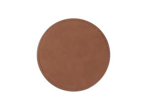 Engraving Blanks Round Leather Coaster (Yellow Brown W/ Black, φ10cm)