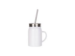 17OZ/500ml Inox Mason Jar com Straw(Branco)