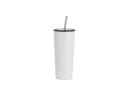 Sublimation 22oz/650ml Stainless Steel Tumbler w/ Straw (White)