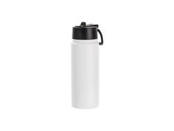 Garrafa Inox 18oz/550ml com Bocal Largo e Alça Rotatória Recubrimento em Pó (Branco, Recubrimento Mate Sublimação)Quantidade mínima:500uds