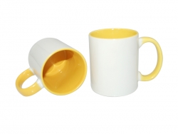 Mug 330 ml avec intérieur et anse jaune Sublimation Transfert Thermique