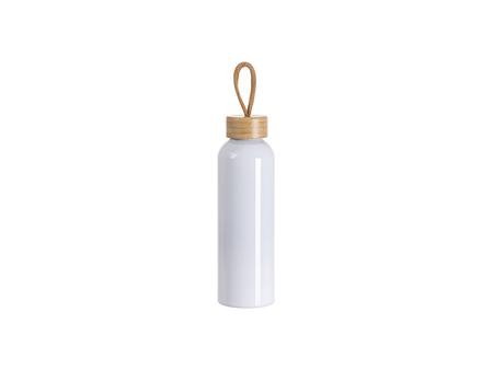 Garrafa de Água Alumínio 20oz/600ml com Tampa de Bambu (Branco)