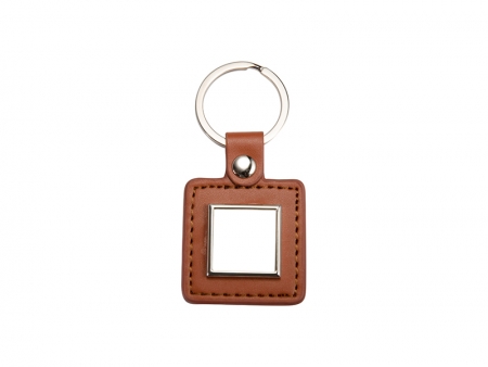 Sublimation PU Key Chain(Square, Brown)