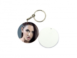 Porte-­clés en plastique rond Ø 39 mm blanc Sublimation Transfert Thermique