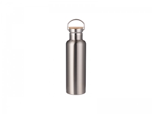 Sublimation 750ml/25oz Portable Bamboo Lid Stainless Steel Bottle (Silver)