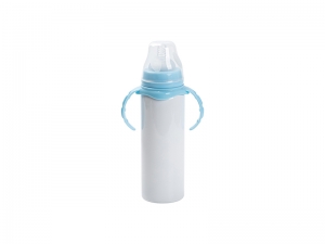 8oz/240ml Sublimation Blanks Stainless Steel Milk Sippy Bottle (White)