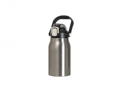 Sublimation Blanks 32oz/1000ml Stainless Steel Travel Bottle w/ Black Portable Straw Lid &amp; Handle(Silver)