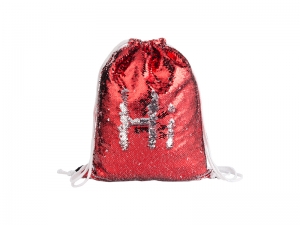 Sublimation Sequin Drawstring Backpack (Red/Silver, 36*45cm)