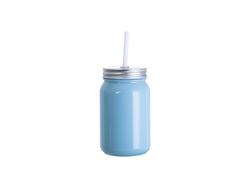 Mason Jar 15oz/450ml Sin asa full color (Azul Celeste)