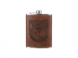 Sublimation 8oz Stainless Steel Hip Flask with PU Cover(Dark Brown)