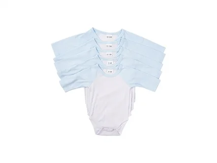 Sublimation Blanks Baby Onesie Long Sleeve Raglan(Light Blue)