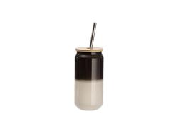 Vaso Mágico (Calor) de Cristal en Forma de lata 18oz/550ml con tapa de bambú (Negro)