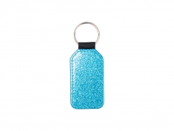 Sublimation Glitter PU Leather Key Chain (Barrel, Blue)