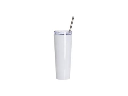 26oz/800ml Sublimation Blanks Stainless Steel Tapered Tumbler with slide waterproof lid &amp; Straw(White)