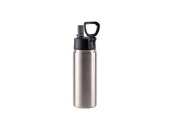 Garrafa de Água Inox com Bocal e Asa Rotatória 18oz/550ml (Prateado)