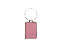 Engraving Blanks Metal Keyring  w/ Engravable Leather (Rect, Pink)