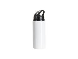 Botella Aluminio Blanca 20oz/600ml con Tapa negra y pajita