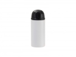 Sublimation Blanks 12oz/360ml Powder Coated Kids SS Bottle with Silicon Straw &amp; Black Lid (White, Matt Sub Coating)