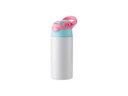 Garrafa Infantil Inox com Canudo de Silicone e Tampa Rosa de 12oz/360ml (Branco)