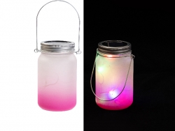 15oz/450ml Sublimation Blanks Mason Jar w/ Lantern Lid and Metal Handle (Frosted, Gradient Rose Red)