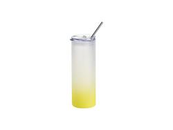 Garrafa de Vidro Skinny 25oz/750ml com canudo e Tampa de plástico (Fosco, Degradado Amarelo Limão)