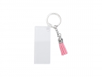 Sublimation Blanks Acrylic Keyring W/Pink Tassel (Rectangle, 7*3*0.4cm)