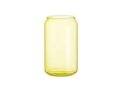 Vaso de Cristal con Forma de Lata 13oz/400ml Full color con tapa de bambú (Amarillo)